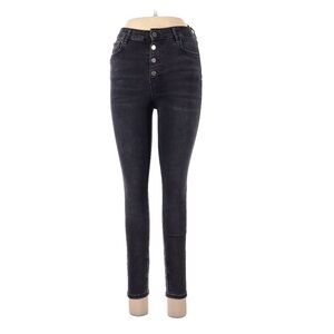 Zara Black High Rise Skinny Jeans Button Fly